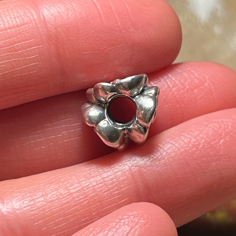 Pandora Red Poppy Sterling Silver Flower Bead Charm RARE - Picture 12 of 12